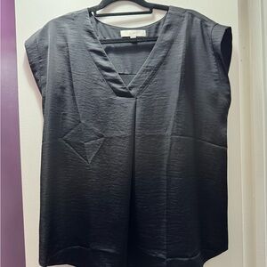 LOFT Elegant Black V-Neck Blouse